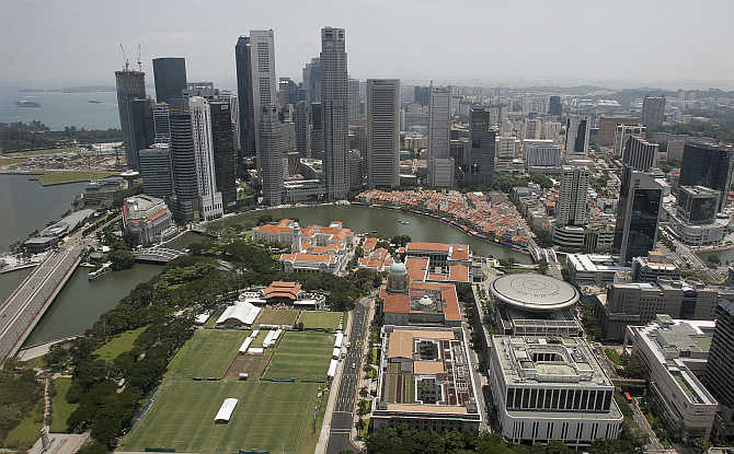 A view of financial district in Singapore.