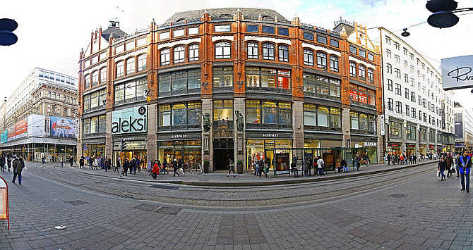 A view of the corner shop of Aleksi in Helsinki, Finland.