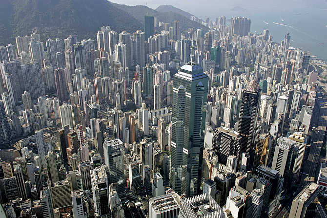 A view of Central District in Hong Kong.