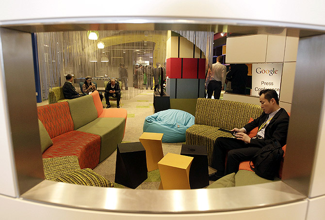 A view shows the lounge area is seen during a media tour in the Google data centre in Changhua Coastal Industrial Park, central Taiwan.