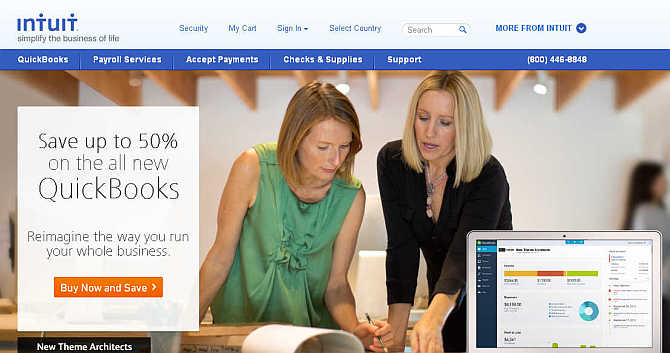 Homepage of Intuit website.