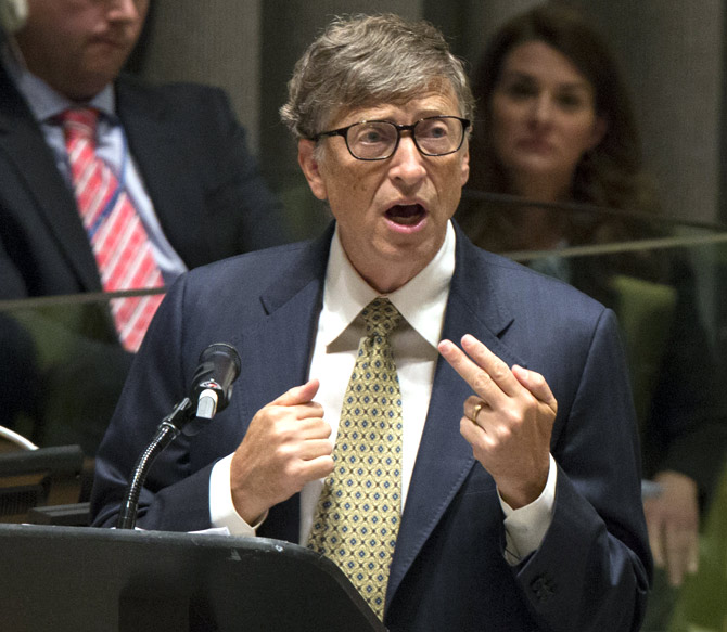 Microsoft founder Bill Gates speaks during the Millennium Development Goals event on the sidelines of the United Nations General Assembly, at the UN Headquarters in New York.