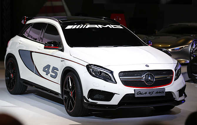 Mercedes-Benz's GLA 45 AMG concept vehicle on display in Shanghai Los Angeles.