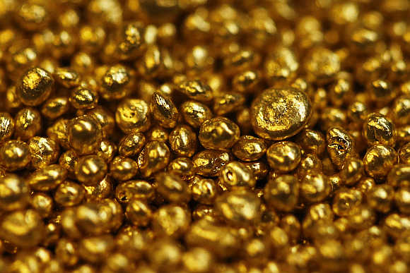 Gold granulate in Balerna, Switzerland.