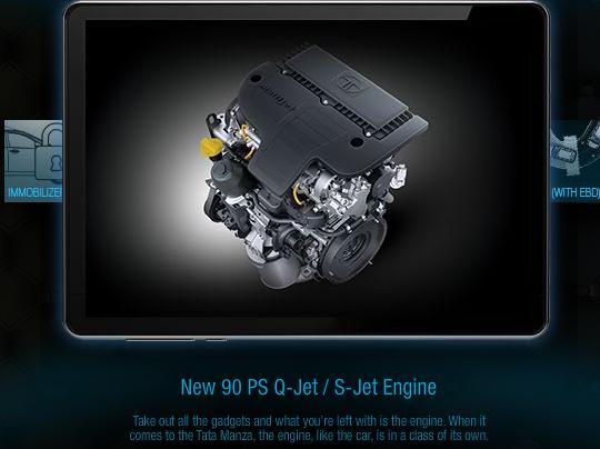 Q-jet engine that powers Tata Manza Club Class sedan.