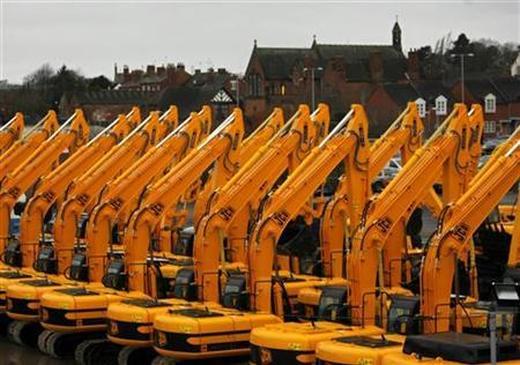 Parked JCB construction equipment.