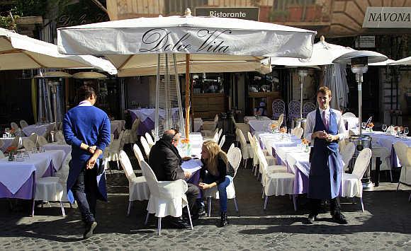 A restaurant in downtown Rome, Italy.