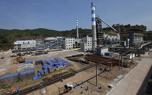 A nickel smelter belonging to PT Indoferro undergoes contruction in Cilegon in Indonesia's West Java province.