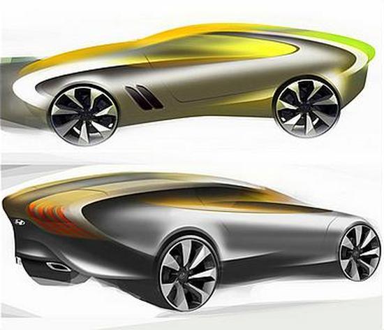 A computer-generated 3D image of a concept car by Hyundai.