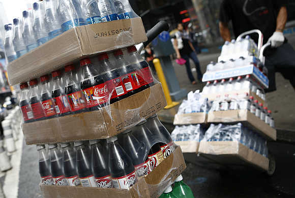 Coca-Cola products packaged for delivery in New York.