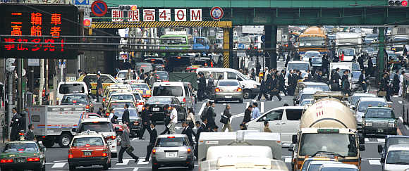 A busy street in Tokyo.