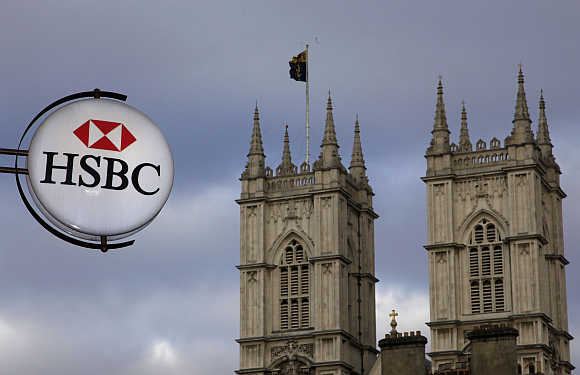 A branch of HSBC bank near Westminster Abbey in central London.