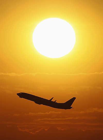 A Qantas plane departs from Kingsford Smith international airport in Sydney, Australia.