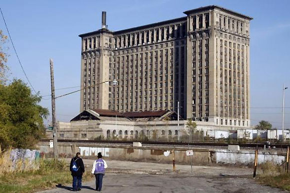 The Michigan Central Train depot sits vacant just west of downtown Detroit.