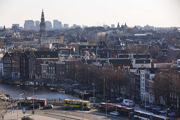 A rootop view of Amsterdam, the Netherlands.