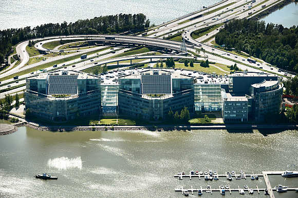 An aerial view of mobile phone maker Nokia's headquarters in Espoo, Finland.