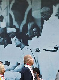 US Vice President Joe Biden arrives to pay homage at the Mahatma Gandhi memorial at Gandhi Smriti, in New Delhi July 22, 2013. Photograph: Adnan Abidi/Reuters