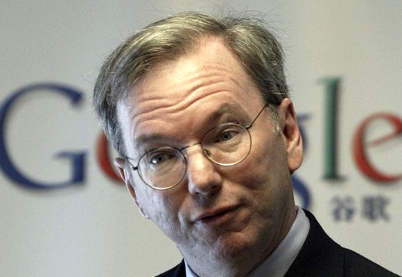 Google Executive Chairman Eric Schmidt attends a news conference in Beijing