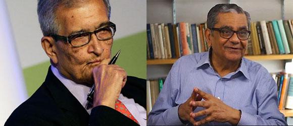 Amartya Sen (L) and Jagdish Bhagwati. 