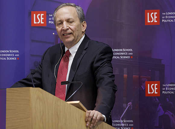 Former US Treasury Secretary Lawrence Summers at the London School of Economics in London.