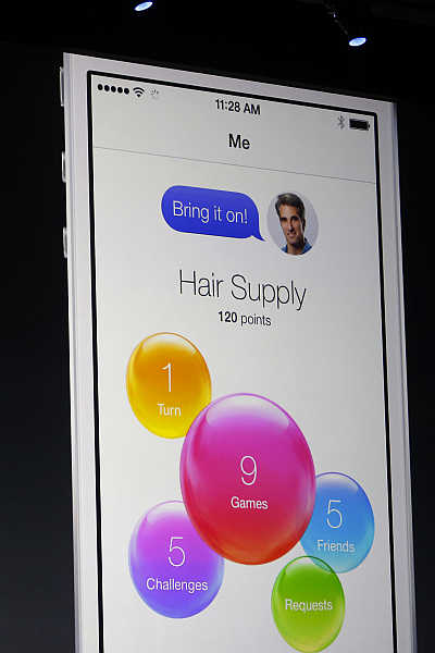 Apple iOS 7 Game Center is presented during Apple Worldwide Developers Conference 2013 in San Francisco, California.