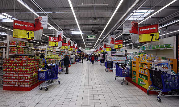A Carrefour Planet supermarket in Nice Lingostiere, France.