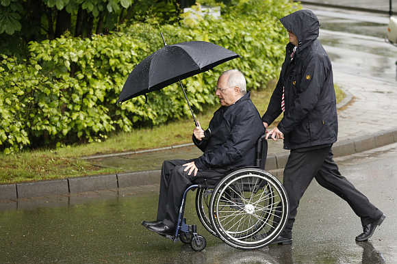 German Finance Minister Wolfgang Schaeuble in the western German town of Kleve.