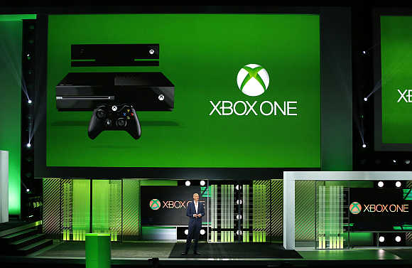 Phil Harrison, Corporate Vice-President of Microsoft, speaks during the Xbox E3 Media Briefing at USC's Galen Center in Los Angeles, California.