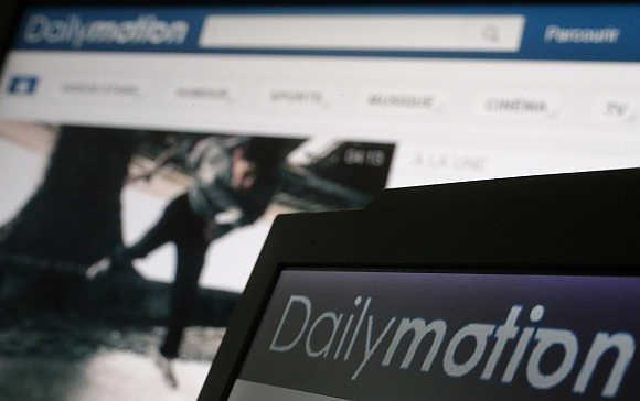 A view of Dailymotion website pages in a photo illustration taken in Paris.