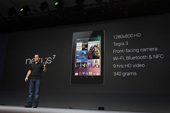 Hugo Barra, director of product management of Google, unveils Nexus 7 tablet.