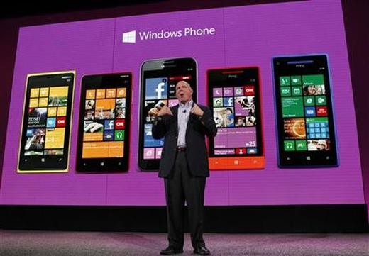 Microsoft CEO Steve Ballmer speaks during the launch of Windows Phone.