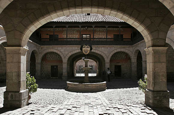 A view of the main entrance of La Casa de la Moneda in Potosi, some 460km southeast of La Paz, Bolivia.