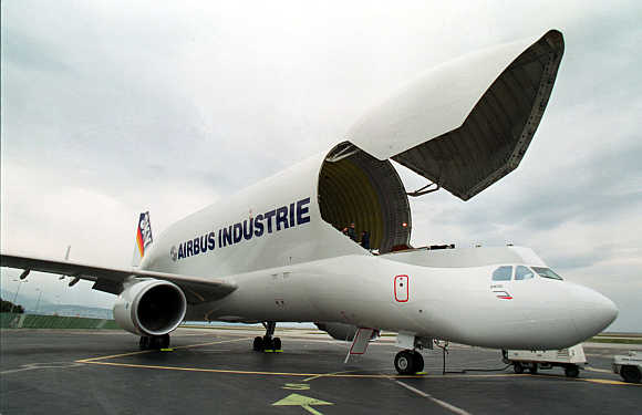Airbus Beluga A300-600 seen at Nice airport in France.