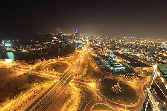 City view of Manama from Abraj Al Lulu in Bahrain.