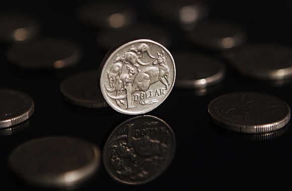 A one Australian dollar coin is seen in this illustration taken in Sydney, Australia.