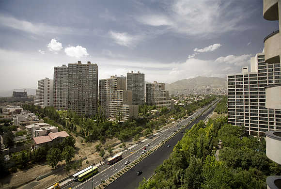 A view of residential buildings in north western Tehran, Iran.