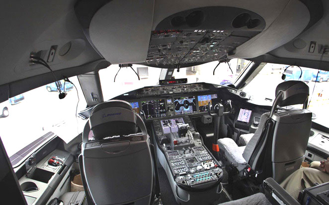 A Boeing Jet cockpit.