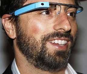 Google founder Sergey Brin wears Google Glass in New York.