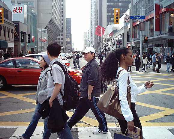 A view of Bloor Street in Toronto, Canada.