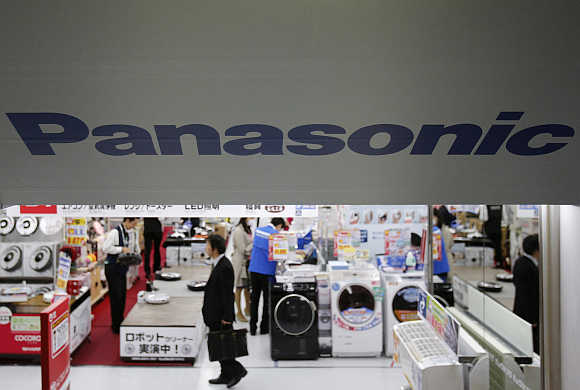 Panasonic's Logo at an electronics store in Tokyo.