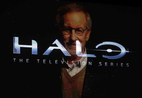 Director Steven Spielberg is shown on screen discussing his partnership on Halo the television Series during the Xbox One launch.