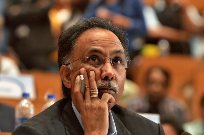 S D Shibulal, CEO of Infosys, attends the company's quarterly earnings at their headquarters in Bengaluru.