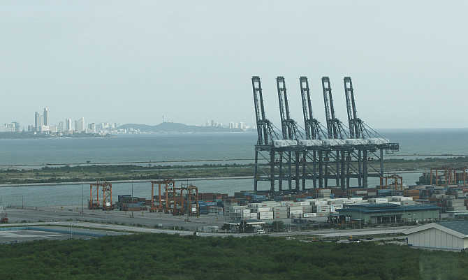 A view of Laem Chabang port in Chonburi province, east of Bangkok, Thailand.