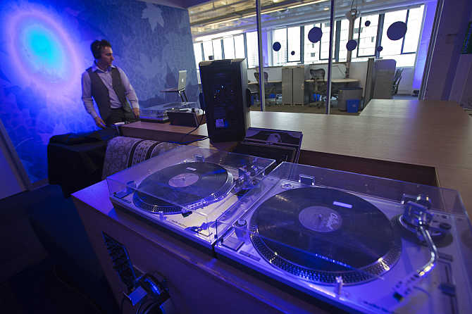 Music room at the Google office in Toronto, Canada.