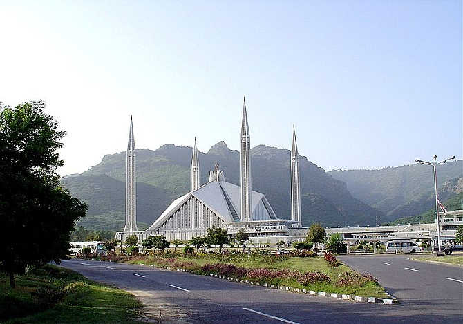 A view of Faisal Mosque in Islamabad, Pakistan.
