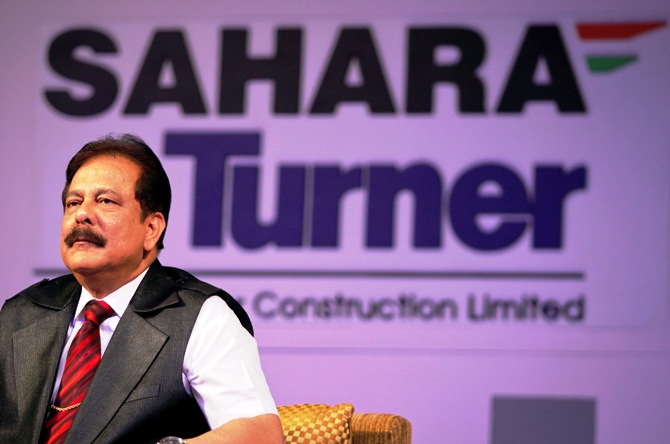Sahara Group Chairman Subrata Roy listens to a question during a news conference in Mumbai.