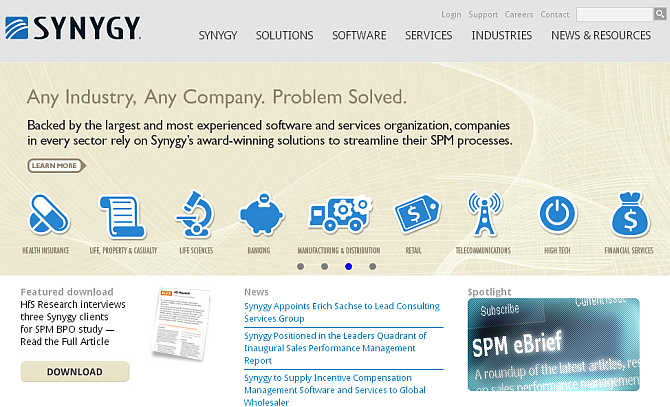 Homepage of Synygy.