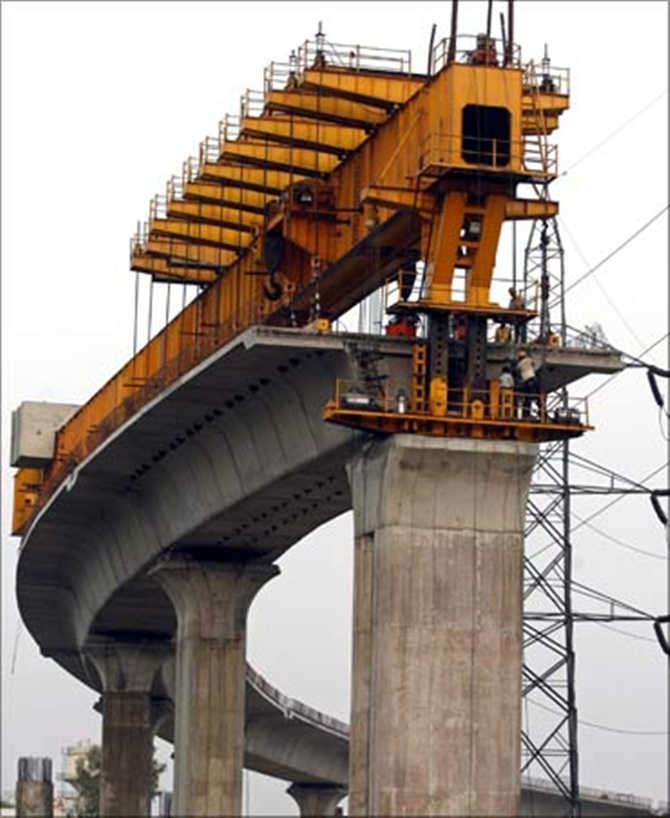 Construction work on the Mumbai Metro line.