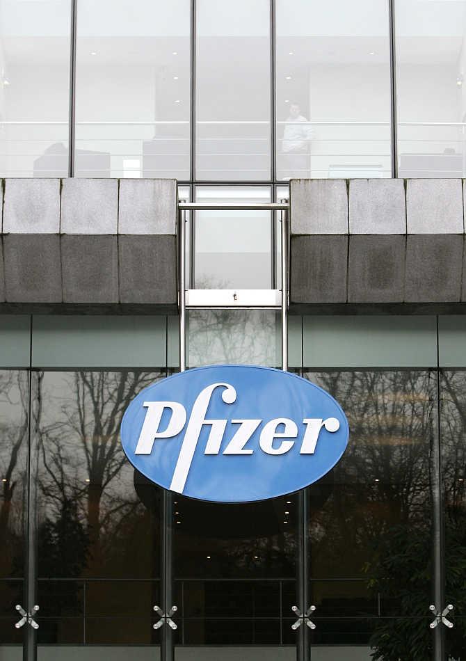 Belgian headquarters of US pharmaceutical giant Pfizer, in Brussels.