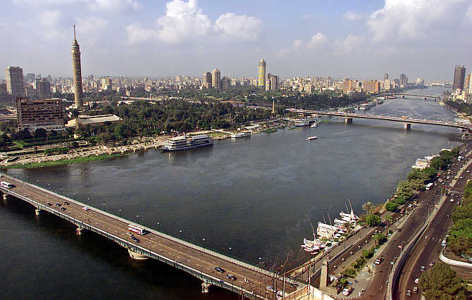 A view of the Nile River in Cairo, Egypt.